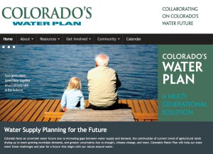 Colorado Water Plan website screen shot November 1, 2013